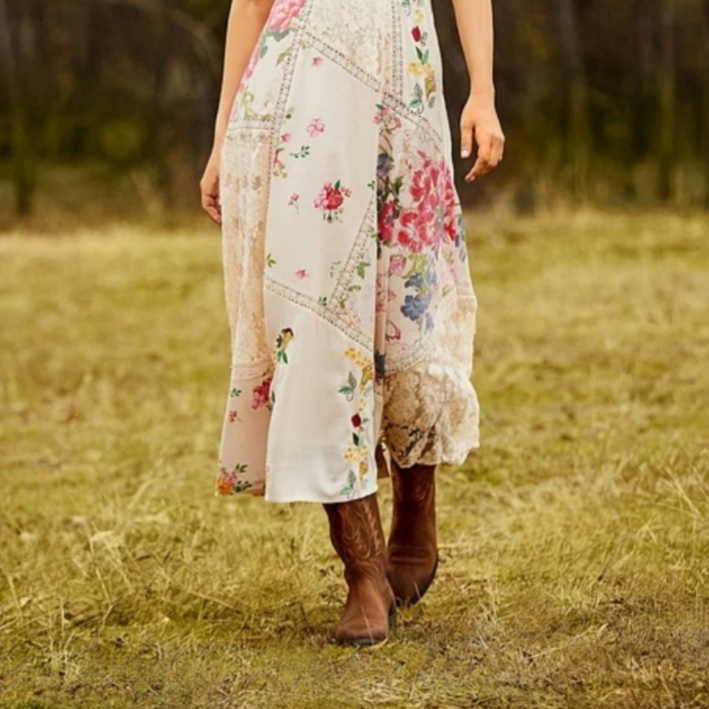 Reba Maxi Skirt 6 Cream Floral Cotton Lacey Lace Crochet A-Line Long New $180 - Picture 8 of 16